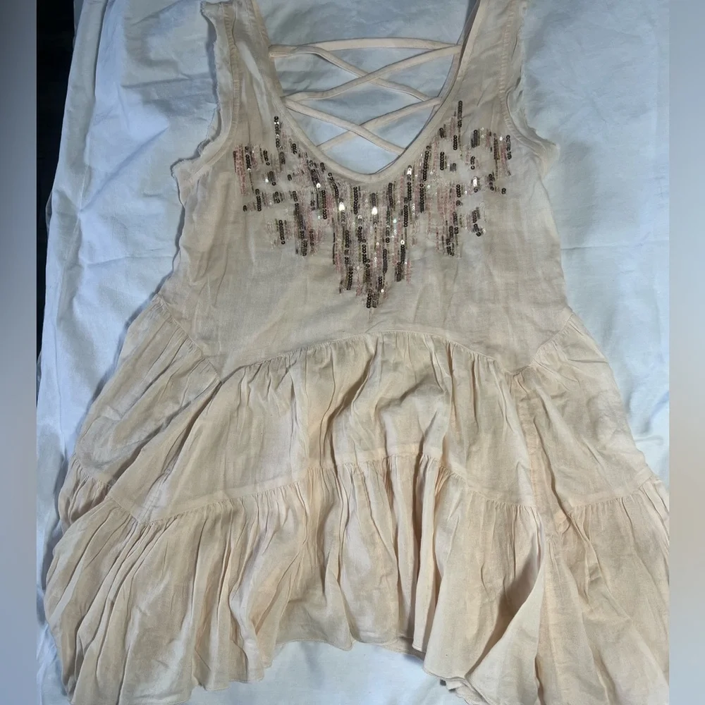 Free People Cream Sleeveless Top